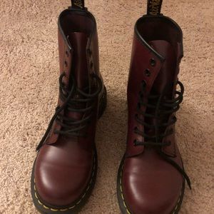Doc Marten boots— red